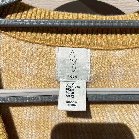Joie Oversized Gingham Plaid Button Front Cardigan Yellow Mustard White Sz XL - Picture 4 of 12